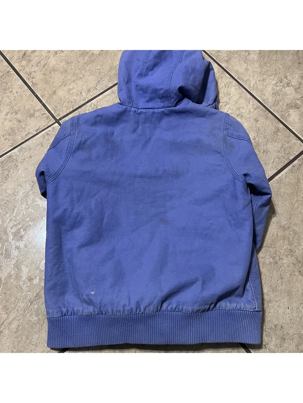 Carhartt Kids Periwinkle Blue Dark Gray Sherpa LIned Hoodie Full Zip Canvas Med